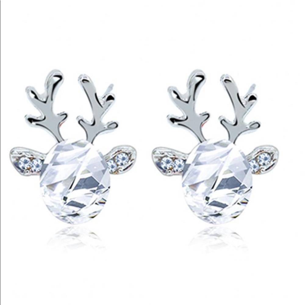 Christmas Reindeer Silver Plated Earring